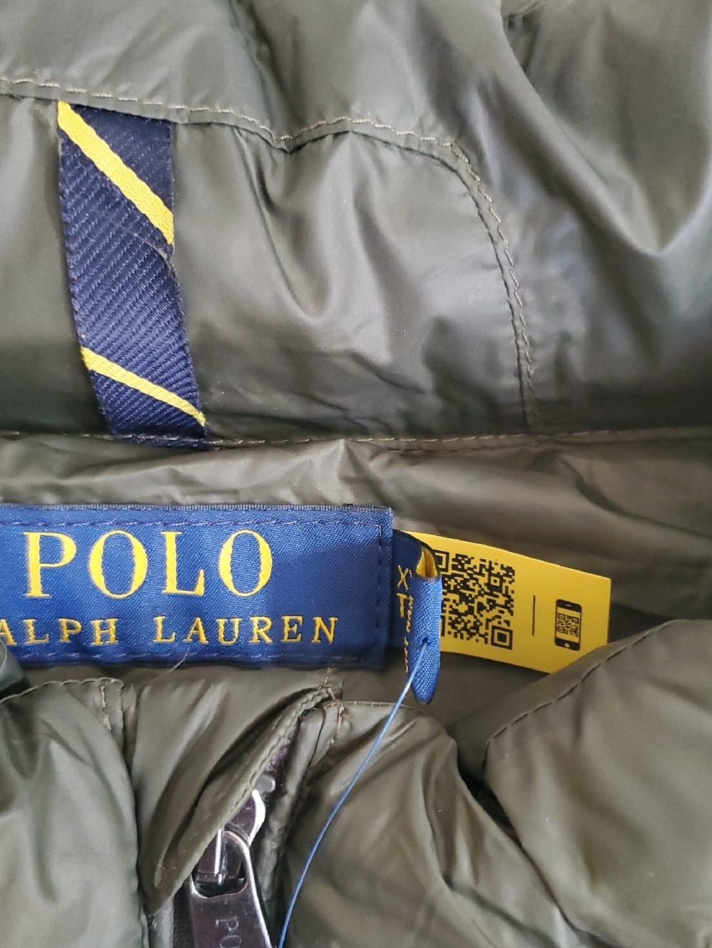 Polo by Ralph Lauren Olive Quilted Puffer Vest with Orange Pony - Picture 4 of 7